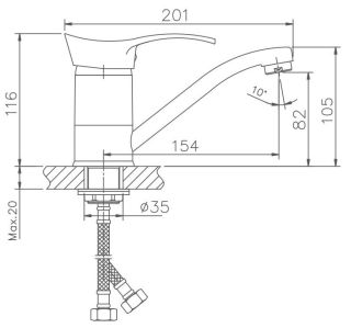 Смеситель для кухни Haiba HB4501-2 хром